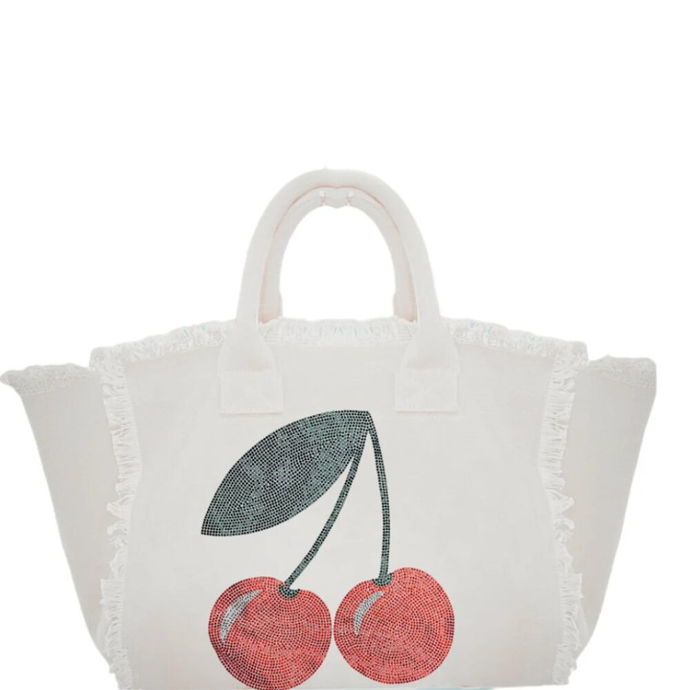 Cherries Canvas Fringe Bag